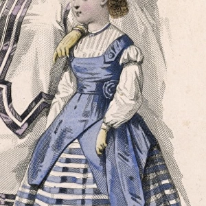 Girl in Blue / White Dress