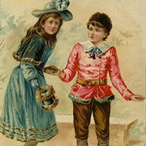 Girl and boy skating