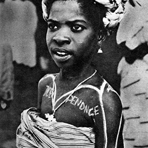 Girl celebrates Ghanaian independence, 1957