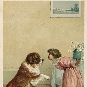 GIRL AND DOG / BEGGING