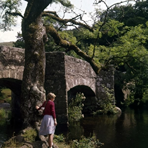 Girl at Fingle Bridge, Dartmoor National Park, Devon