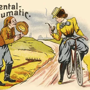 Girl lighting her cigarette - Continental Pneumatic Advert