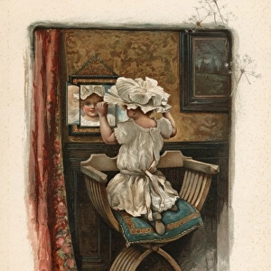 Girl Tries on Hat C1890