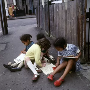 Girls with their books in Balham, SW London