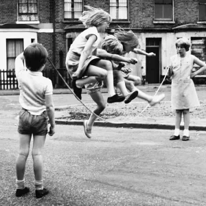 Girls skipping on a Balham street, SW London