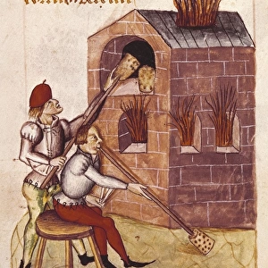 Glass blower. Illustration of Tractatus de Herbis