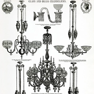 Glass engraved globes and bronze chandeliers 1881