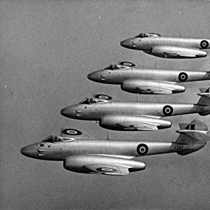Four Gloster Meteor F4s of 245 Squadron based at Horsham