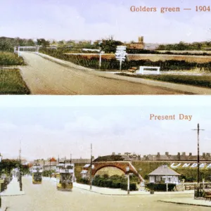 Golders Green tube station, NW London, and an earlier view