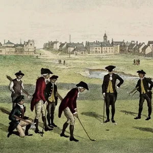 Golf on the Old Course at St Andrews, Scotland 1881. Art