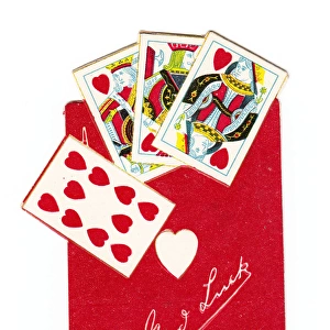 Good Luck greetings card with playing cards