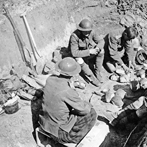 Gordon Highlanders in trench, Western Front, WW1