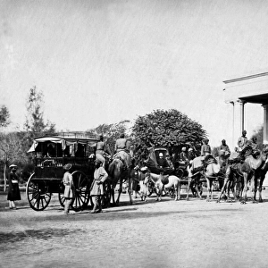 Governor of Punjab with camel carriages, India