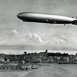 Graf Zeppelin over Friedrichshafen, Germany