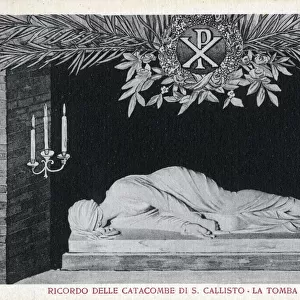The grave of Saint Cecilia - Catacomb of Callixtus