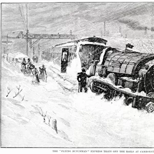 The Great Western Railways Flying Dutchman is derailed in heavy snow at Camborne