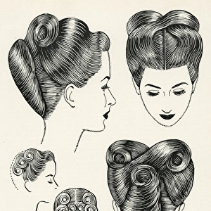 Grecian contour hairstyle 1940s