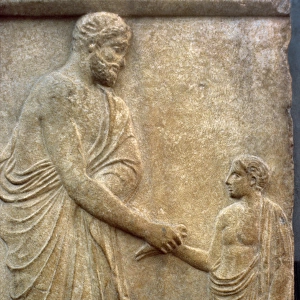 Greek Art. Classical Era. Grave stele dedicated to Philokles