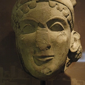 Greek Art. Colossal head of a woman in limestone