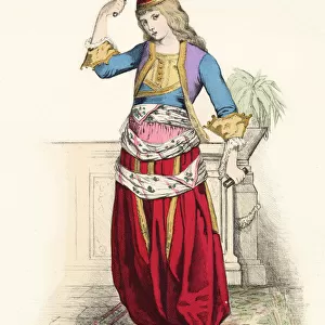 A Greek dancing girl in a costume and position that shows Turkish influence