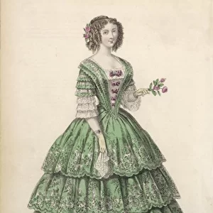 Green Dress Early 1850S