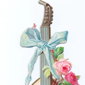 Greetings card in the shape of a mandolin