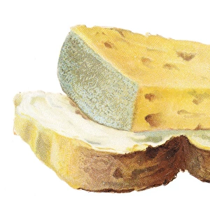Greetings card in the shape of a slice of bread with cheese