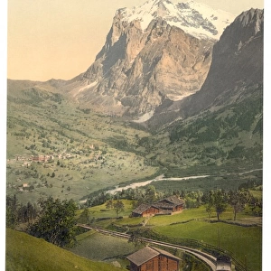 Grindelwald and Mount Wetterhorn, Bernese Oberland, Switzerl