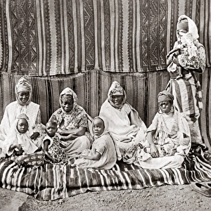 Group of black Algerian women and children, circa 1890