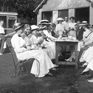 Group having tea at Tennis Tournament