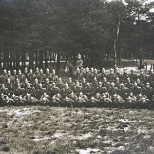 Group photo, Prussian soldiers at training camp, WW1