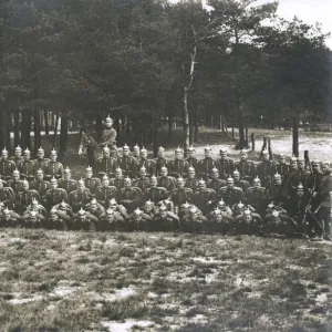 Group photo, Prussian soldiers at training camp, WW1