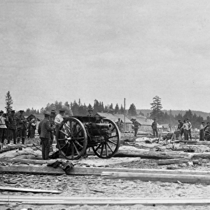 Gun practice at Medevja-gora, during Russian Civil War