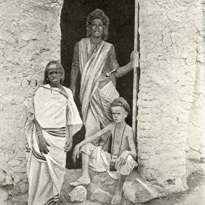 Hamitic nomadic woman and two children, Aswan, Egypt