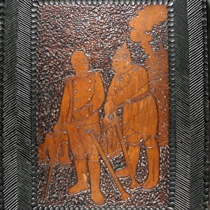 Hand carved oak plaque entitled Unconquerable