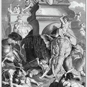 Hannibal in battle with his war elephants