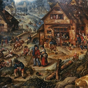 Hans Bol (1534-1593). Flemish painter. Village Scene, 16th C