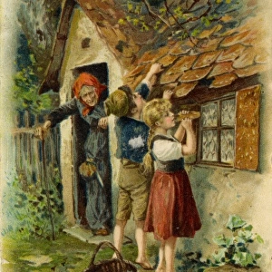 Hansel & Gretel arrive at the witchs house