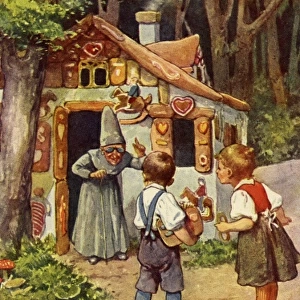 Hansel & Gretel welcomed by the witch