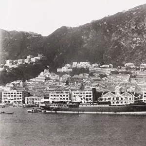 Harbour and Peak, Hong Kong, ship at anchor