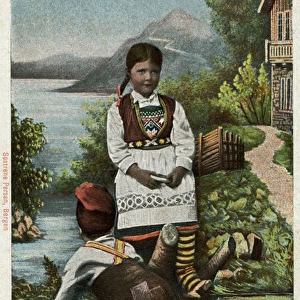 Hardanger, Norway - boy and girl in traditional costume