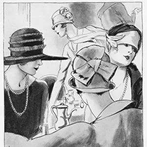 Hat styles sketched by Soulie, Paris, 1925