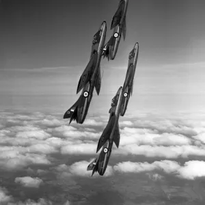 Four Hawker Hunter 1s of 54 Squadron aerobatic team