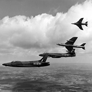 Two Hawker Hunter F6s and two Supermarine Swift F4s