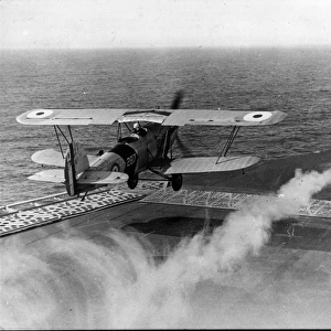 Hawker Osprey takes off from an aircraft carrier