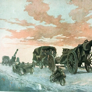 A heavy artillery convoy