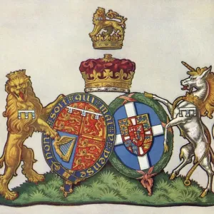 Print of the Duchess of Kent's Royal Arms with Greek and Danish elements Print of the Duchess of Kent's Royal Arms with Greek and Danish elements