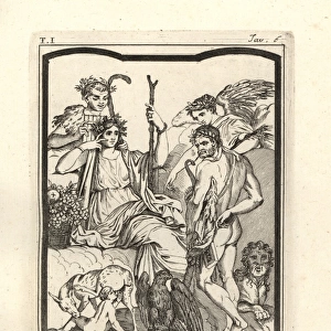 Hercules and his son Telephus, who was suckled by a doe