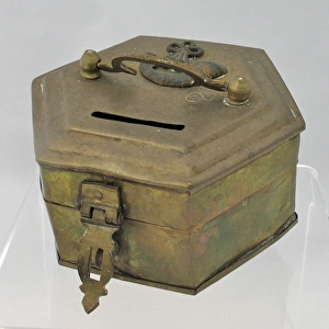 Hexagonal brass money box - Oxford & Bucks Light Infantry