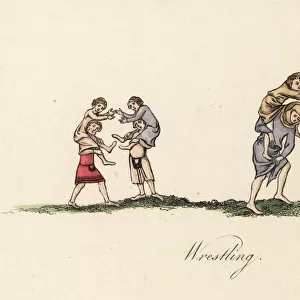 Hippas wrestling, 14th century